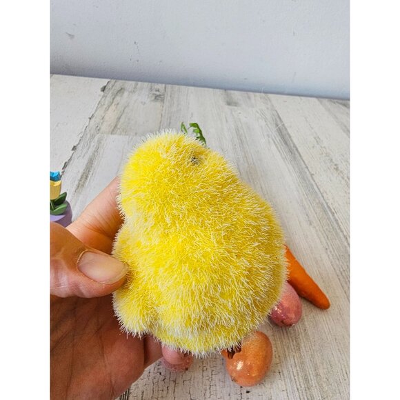 Vintage chick carrot eggs glitter flower spring Easter decor set - Picture 9 of 9